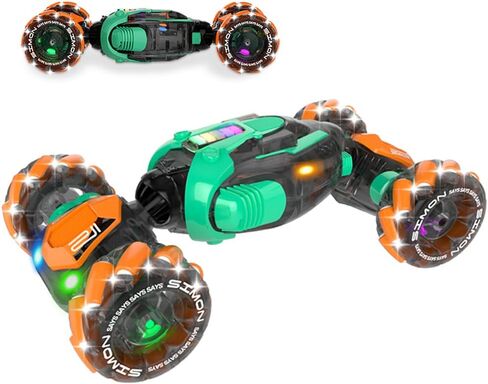 RC Gesture Sensing Stunt Car, 360° Rotating 4WD Remote Control Transform Remote & Hand Car, Remote & Hand, Double-Sided Driving with Lights & Music,Birthday Drift Toy Gift for Kids Age 7 8 10 12 Year in Saudi Arabia