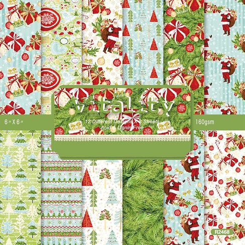 24 Sheets 6'' x 6'' Christmas Scrapbook Paper Winter Theme Cute Pattern One Sided Cardstock for DIY Card Making Decorative Paper (R2444) in Saudi Arabia