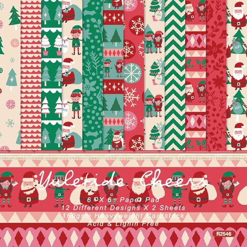 24 Sheets 6'' x 6'' Christmas Scrapbook Paper Winter Theme Cute Pattern One Sided Cardstock for DIY Card Making Decorative Paper (R2444) in Saudi Arabia