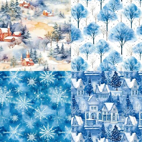 24 Sheets 6'' x 6'' Christmas Scrapbook Paper Winter Theme Cute Pattern One Sided Cardstock for DIY Card Making Decorative Paper (R2444) in Saudi Arabia