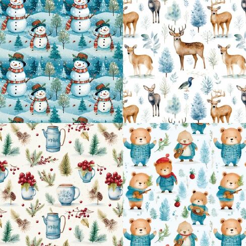 24 Sheets 6'' x 6'' Christmas Scrapbook Paper Winter Theme Cute Pattern One Sided Cardstock for DIY Card Making Decorative Paper (R2444) in Saudi Arabia