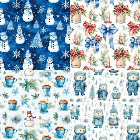 24 Sheets 6'' x 6'' Christmas Scrapbook Paper Winter Theme Cute Pattern One Sided Cardstock for DIY Card Making Decorative Paper (R2444) in Saudi Arabia
