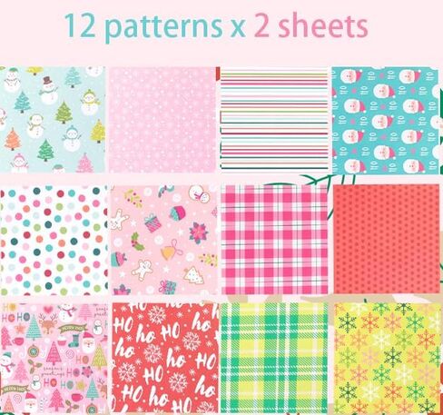 24 Sheets 6'' x 6'' Christmas Scrapbook Paper Winter Theme Cute Pattern One Sided Cardstock for DIY Card Making Decorative Paper (R2444) in Saudi Arabia