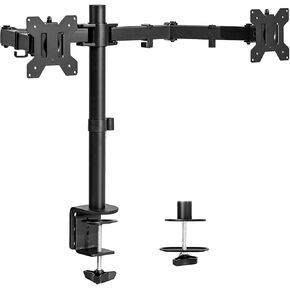 Black Dual Monitor Desk Stand Adjustable Bracket Fits Screens Up to 30 Inches in Saudi Arabia
