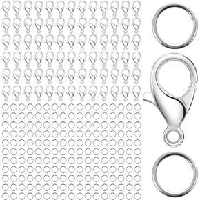 300 Pcs Lobster Claw Clasps Sets, Stainless Steel Jump Rings, Small Metal Jewelry Lobsters Closures Clasps, Removable Lobster Jump Rings for Making Jewelry Necklace Bracelet DIY Accessories, Silver in Kuwait