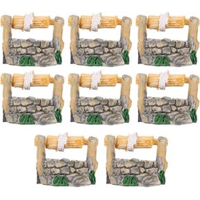 BESPORTBLE Miniature Water Well Figurine: 8Pcs Resin Fairy Garden Accessories, Tiny Water Well Micro Landscape Ornaments Kit for DIY Craft Dollhouse Decorative Accessory in Kuwait