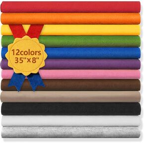 Large Stiff Felt Sheets Bundle, Felt Fabric Sheets for Crafts 12 Rolls 8"x35" Assorted Rainbow Colors for DIY Craft Sewing Squares Nonwoven Patchwork, Colorful Serise in Saudi Arabia
