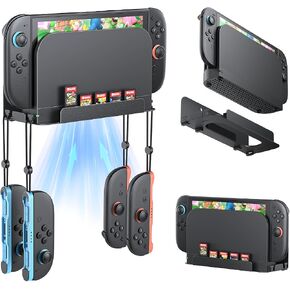 حامل مفاتيح RGB على الحائط مع شاحن Joy-Con، حامل مفاتيح لجهاز Nintendo Switch / OLED مع منظم مفاتيح، ملحقات مفاتيح مع 15 وضع إضاءة، 4 شاحن وحدة تحكم، 2 منفذ USB، 10 فتحات للبطاقات in Kuwait