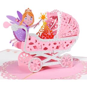 بطاقة تحية Magic Ants ، طفلة جديدة ، بطاقة استحمام الطفل المنبثقة ، بطاقة تهنئة ، بطاقة عيد ميلاد أولى للفتيات ، الوردي ، 7.9 × 5.9 بوصة in Kuwait