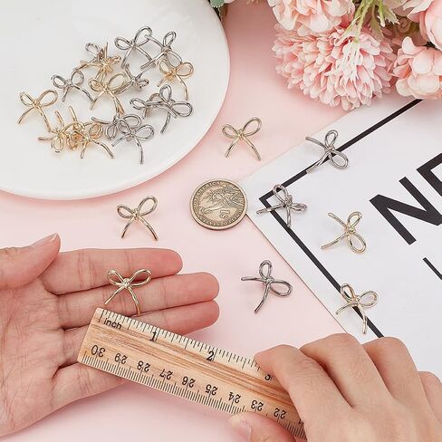 Fingerinspire 24 pcs alloy bow على شكل قوس الأزرار البلاتينية/الذهب الفاتح 0.78 بوصة واحدة من أحادي القوس الأزرار زخرفة أزرار سحر bowknot لأزرار لغطاء الملابس قمصان سترة Sweater Diy صياغة in Saudi Arabia