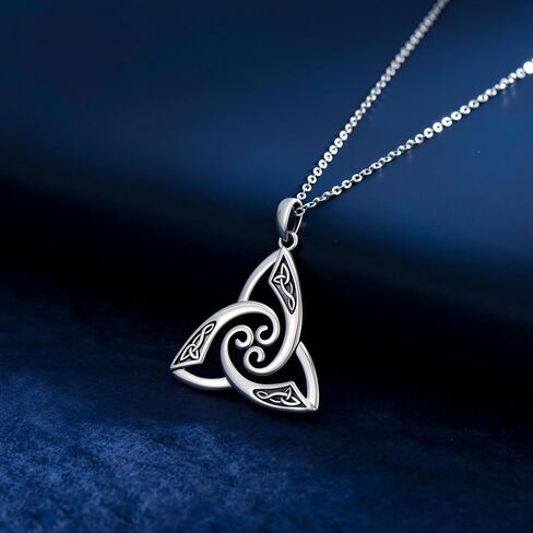 CHIC ARTSY 925 Sterling Silver Irish Trinity Celtic Knot Necklaces Oxidized Good Luck Triskele Celtic Knot Fine Jewelry Goddess Of The Moon Pendants Necklace For Women Grandma, Mom, Aunt, Sister, Niece in Saudi Arabia