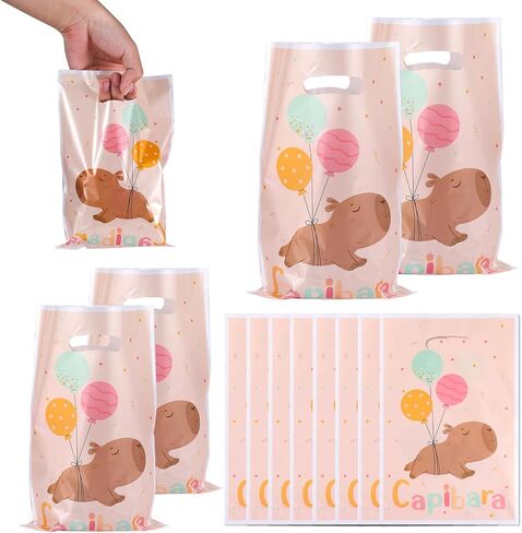 50pcs أكياس الهدايا Capybara ، على الوجهين على الوجهين Capybara نمط الحفلة تفضل الحقائب مع مقابض للوجبات الخفيفة هدايا صغيرة للحيوانات in Saudi Arabia