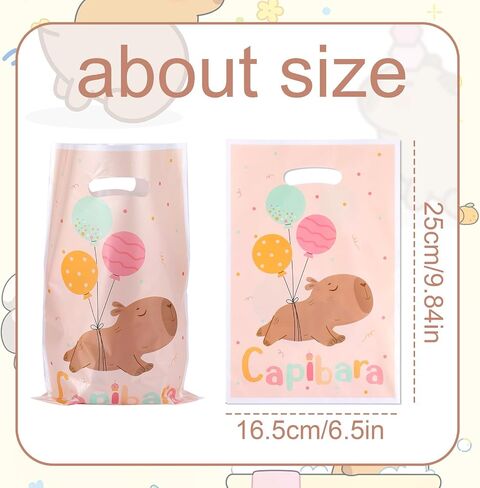 50pcs أكياس الهدايا Capybara ، على الوجهين على الوجهين Capybara نمط الحفلة تفضل الحقائب مع مقابض للوجبات الخفيفة هدايا صغيرة للحيوانات in Saudi Arabia
