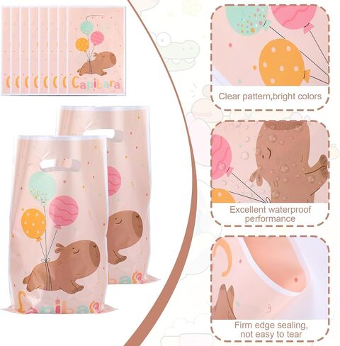 50pcs أكياس الهدايا Capybara ، على الوجهين على الوجهين Capybara نمط الحفلة تفضل الحقائب مع مقابض للوجبات الخفيفة هدايا صغيرة للحيوانات in Saudi Arabia