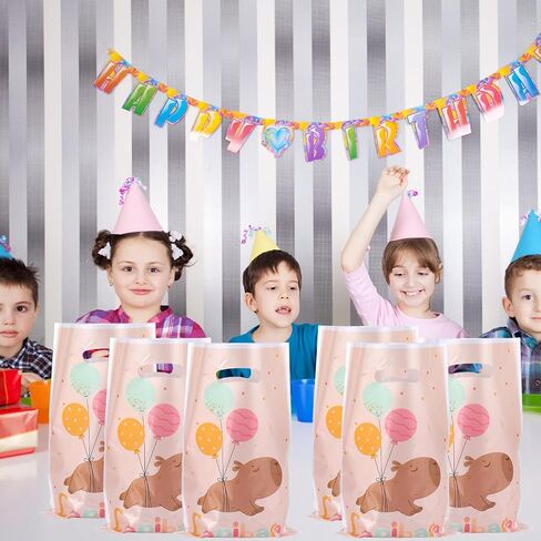 50pcs أكياس الهدايا Capybara ، على الوجهين على الوجهين Capybara نمط الحفلة تفضل الحقائب مع مقابض للوجبات الخفيفة هدايا صغيرة للحيوانات in Saudi Arabia