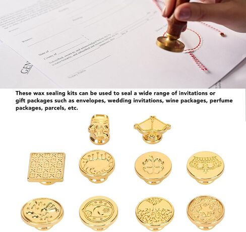 Topincn 10 رؤوس ختم ختم شمع مختلفة ، طقم ختم الختم الشمع أنماط ختم محفورة لبطاقات DIY Scrapbooking in Kuwait