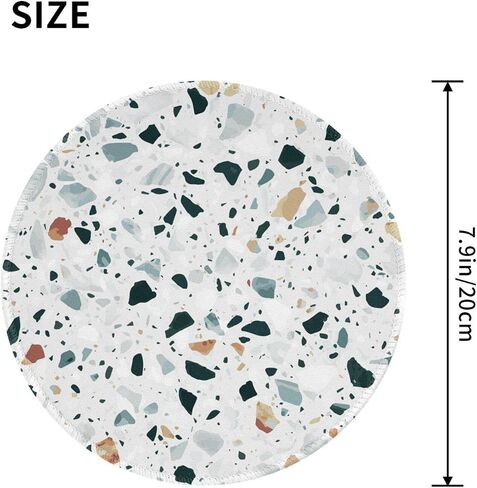 8in جولة الماوس وسادة بيضاء terrazzo متينة الحافة غير القابلة للانزلاق القاعدة قاعدة ألعاب mousepad in Kuwait