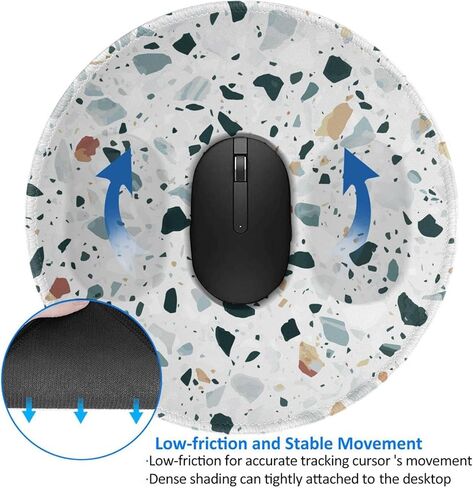 8in جولة الماوس وسادة بيضاء terrazzo متينة الحافة غير القابلة للانزلاق القاعدة قاعدة ألعاب mousepad in Kuwait