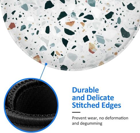 8in جولة الماوس وسادة بيضاء terrazzo متينة الحافة غير القابلة للانزلاق القاعدة قاعدة ألعاب mousepad in Kuwait