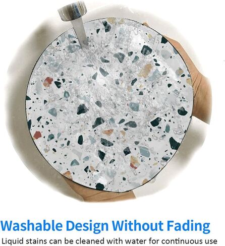 8in جولة الماوس وسادة بيضاء terrazzo متينة الحافة غير القابلة للانزلاق القاعدة قاعدة ألعاب mousepad in Kuwait
