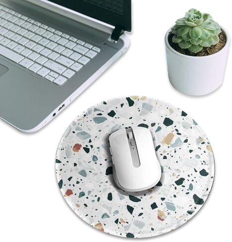8in جولة الماوس وسادة بيضاء terrazzo متينة الحافة غير القابلة للانزلاق القاعدة قاعدة ألعاب mousepad in Kuwait