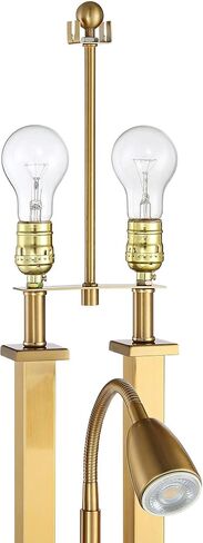Possini Euro Design Deacon Modern Desk Table Lamp with USB and AC Power Outlet in Base LED Gooseneck 26" High Antique Brass Oatmeal Linen Drum Shade for Living Room Bedroom Bedside Nightstand in Saudi Arabia