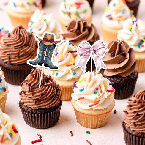 Boots Or Bows Cupcake Topper - 36 Pcs Of Boots And Bows Cupcake Toppers For Gender Reveal Party Decorations in Saudi Arabia