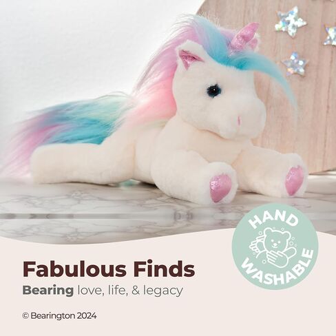 Bearington Collection Unicorn Stuffed Animal Plush - 10-Inch Rainbow Shimmers White - Soft Fluffy Magical Unicorn Stuffy - Gift for Kids in Kuwait