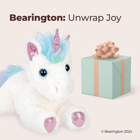 Bearington Collection Unicorn Stuffed Animal Plush - 10-Inch Rainbow Shimmers White - Soft Fluffy Magical Unicorn Stuffy - Gift for Kids in Kuwait