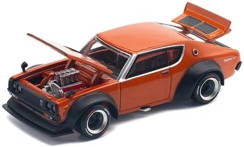 Diecast Model Car Compatible with Skyline GT-R V8 Drift Kenmeri RHD (Right Hand Drive) Orange Metallic 1/64 Diecast Model Car by Pop Race PR640173 in Saudi Arabia