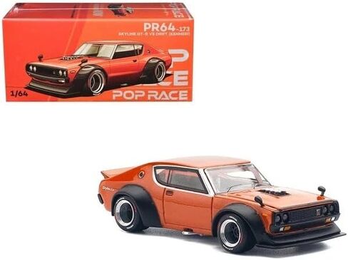 Diecast Model Car Compatible with Skyline GT-R V8 Drift Kenmeri RHD (Right Hand Drive) Orange Metallic 1/64 Diecast Model Car by Pop Race PR640173 in Saudi Arabia