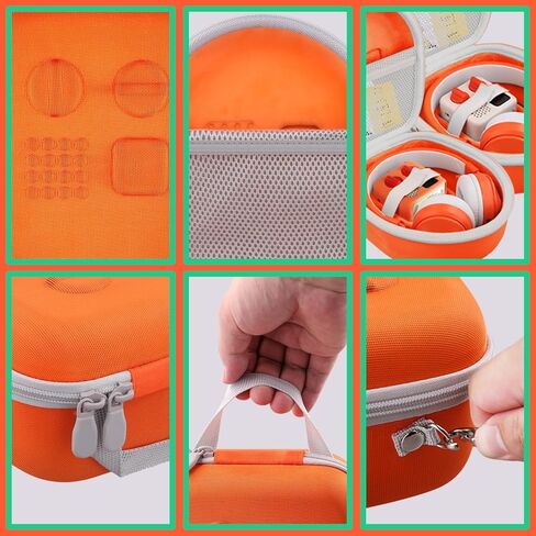 co2CREA Hard Carrying Case for YOTO Mini + Wired Headphones Bundle, Compatible with YOTO Wired Headphones All-in-1 Travel Device, Storage Bag for Cards & Accessories (Orange Case + White Zipper) in Saudi Arabia