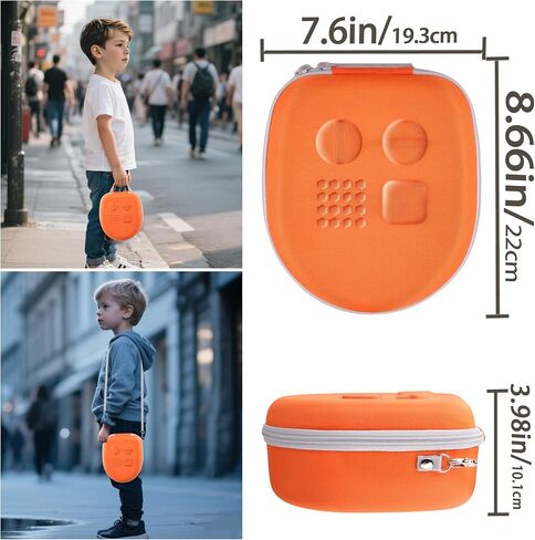 co2CREA Hard Carrying Case for YOTO Mini + Wired Headphones Bundle, Compatible with YOTO Wired Headphones All-in-1 Travel Device, Storage Bag for Cards & Accessories (Orange Case + White Zipper) in Saudi Arabia