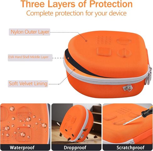 co2CREA Hard Carrying Case for YOTO Mini + Wired Headphones Bundle, Compatible with YOTO Wired Headphones All-in-1 Travel Device, Storage Bag for Cards & Accessories (Orange Case + White Zipper) in Saudi Arabia