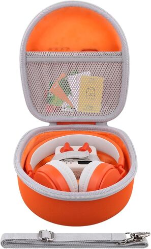 co2CREA Hard Carrying Case for YOTO Mini + Wired Headphones Bundle, Compatible with YOTO Wired Headphones All-in-1 Travel Device, Storage Bag for Cards & Accessories (Orange Case + White Zipper) in Saudi Arabia