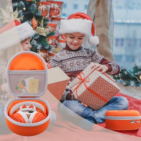 co2CREA Hard Carrying Case for YOTO Mini + Wired Headphones Bundle, Compatible with YOTO Wired Headphones All-in-1 Travel Device, Storage Bag for Cards & Accessories (Orange Case + White Zipper) in Saudi Arabia