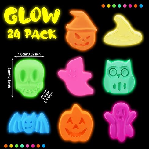 Yexiya 24 PCS Glow in the Dark Halloween Chalk Set Ghosts Pumpkins Witches Cap Bats Skull Sidewalk Chalk Outdoor for Higds Birthday Hight in Saudi Arabia