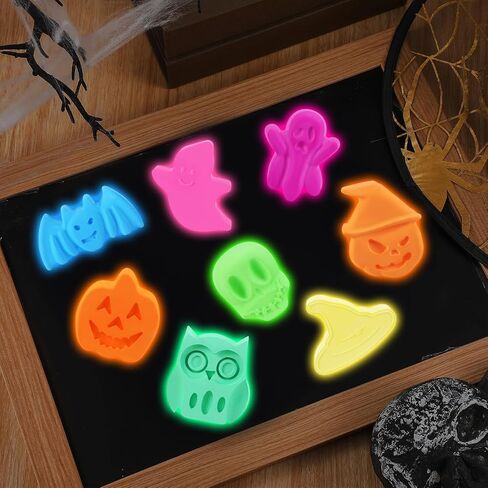 Yexiya 24 PCS Glow in the Dark Halloween Chalk Set Ghosts Pumpkins Witches Cap Bats Skull Sidewalk Chalk Outdoor for Higds Birthday Hight in Saudi Arabia