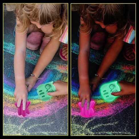Yexiya 24 PCS Glow in the Dark Halloween Chalk Set Ghosts Pumpkins Witches Cap Bats Skull Sidewalk Chalk Outdoor for Higds Birthday Hight in Saudi Arabia