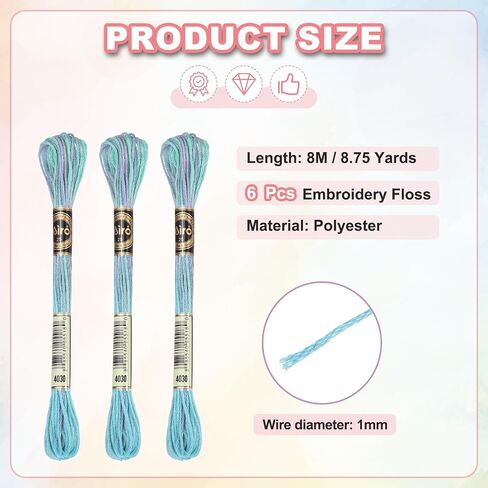 PATIKIL 6 Skeins Embroidery Floss, Polyester Embroidery Threads Bracelets String for Cross-Stitch Hand Embroidery, Green in Saudi Arabia