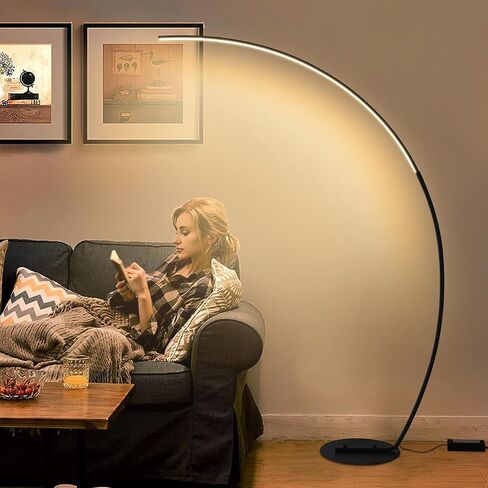 67in Dimmable LED Arc Floor lamp with 3 Color Temperatures, Modern Floor Lamps for Living Room, Standing Tall Lamp with Remote Control Reading Ambient Lighting for Bedroom Office Living Room in Saudi Arabia