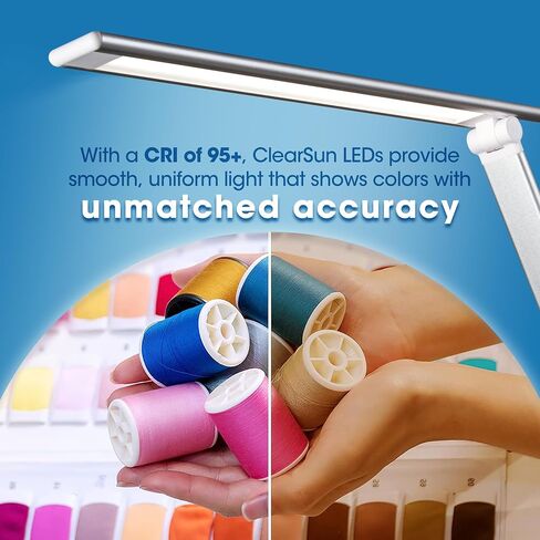 Ottlite Entice LED Desk Lamp مع شاحن لاسلكي و USB ، ضوء الكتاب ، ضوء المكتب ، ضوء القراءة ، الذراع والظلال القابلة للطي ، عناصر التحكم في اللمس ، 3 درجة حرارة اللون ، LED Clearsun ، مصابيح للمكتب المنزلي ، الأزرق الفاتح in Saudi Arabia