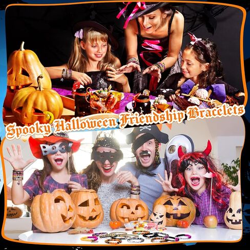 96 PCS Halloween Bracelets مجموعة أساور صداقة هالوين سعيدة BACELETS BATS GHOFTS WITCHES COLLUFUL SHOPEDELLE SPALIRY JOWNELRY FOR WOME in Kuwait
