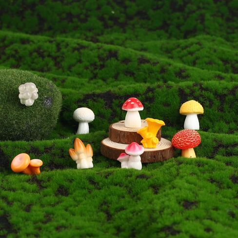 36pcs Mini Resin Mushrooms, 18 Styles Colorful Miniature Mushrooms Small Tiny Figurines for Home Fairy Garden Dollhouse Micro Landscape Cake Outdoor DIY Crafts Decor Ornament Decoration Supplies in Saudi Arabia