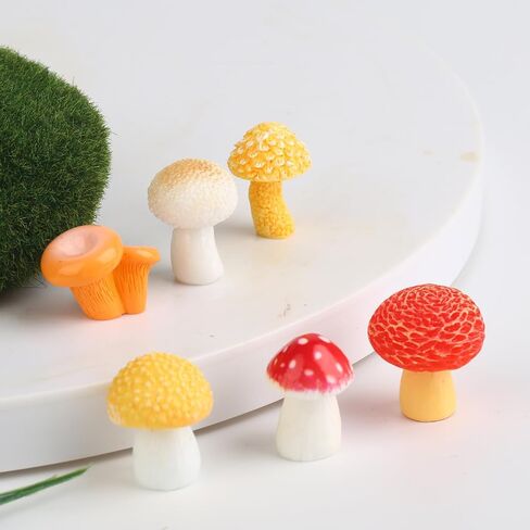 36pcs Mini Resin Mushrooms, 18 Styles Colorful Miniature Mushrooms Small Tiny Figurines for Home Fairy Garden Dollhouse Micro Landscape Cake Outdoor DIY Crafts Decor Ornament Decoration Supplies in Saudi Arabia