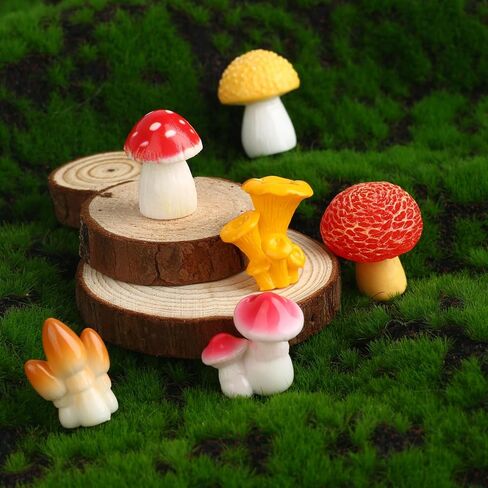 36pcs Mini Resin Mushrooms, 18 Styles Colorful Miniature Mushrooms Small Tiny Figurines for Home Fairy Garden Dollhouse Micro Landscape Cake Outdoor DIY Crafts Decor Ornament Decoration Supplies in Saudi Arabia