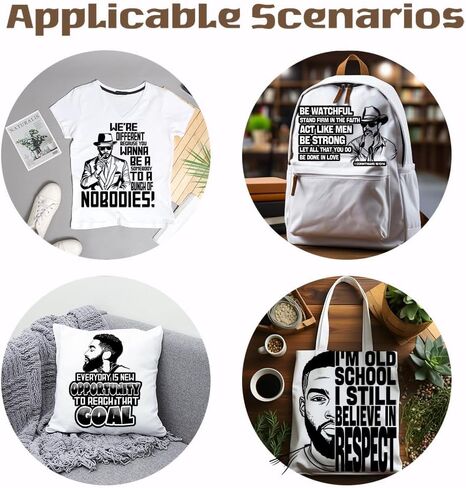 Superdant 4pcs Cool Man الحديد على بقع النقل ونقلت ملصقات نقل الحرارة DIY أسود وأبيض الحديد على شارات نقل حرارة قابلة للغسل ورقة لارتداء الظهر رؤوس الظهر حقيبة وسادة in Saudi Arabia