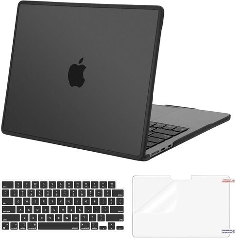 MOSISO Compatible with MacBook Air 13 inch Case 2025-2022 M4 A3240 M3 A3113 M2 A2681, Soft TPU Frame Bumper Anti-Cracking Hard Case&Keyboard Skin&Screen Film for MacBook Air 13.6 inch, Black in Saudi Arabia