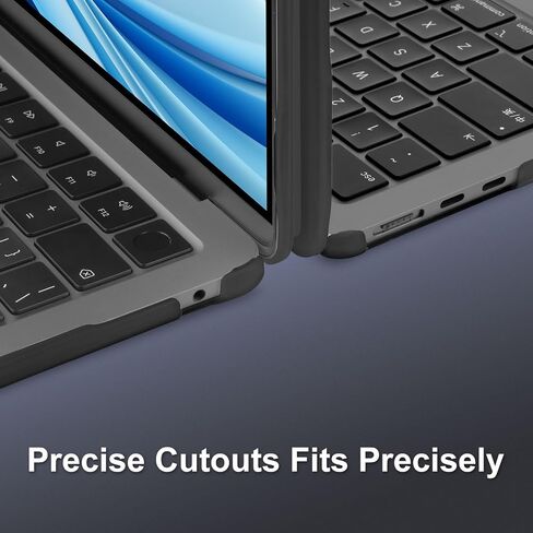 MOSISO Compatible with MacBook Air 13 inch Case 2025-2022 M4 A3240 M3 A3113 M2 A2681, Soft TPU Frame Bumper Anti-Cracking Hard Case&Keyboard Skin&Screen Film for MacBook Air 13.6 inch, Black in Saudi Arabia