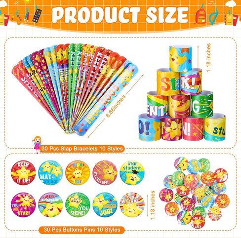 60 Pcs Star Student Rewards 30 Star Slap Bracelets 30 Motivational Button Pins Inspirational Prizes Recognition Awards Classroom Gifts Student Prize for School Classroom Teacher Supplies in Saudi Arabia